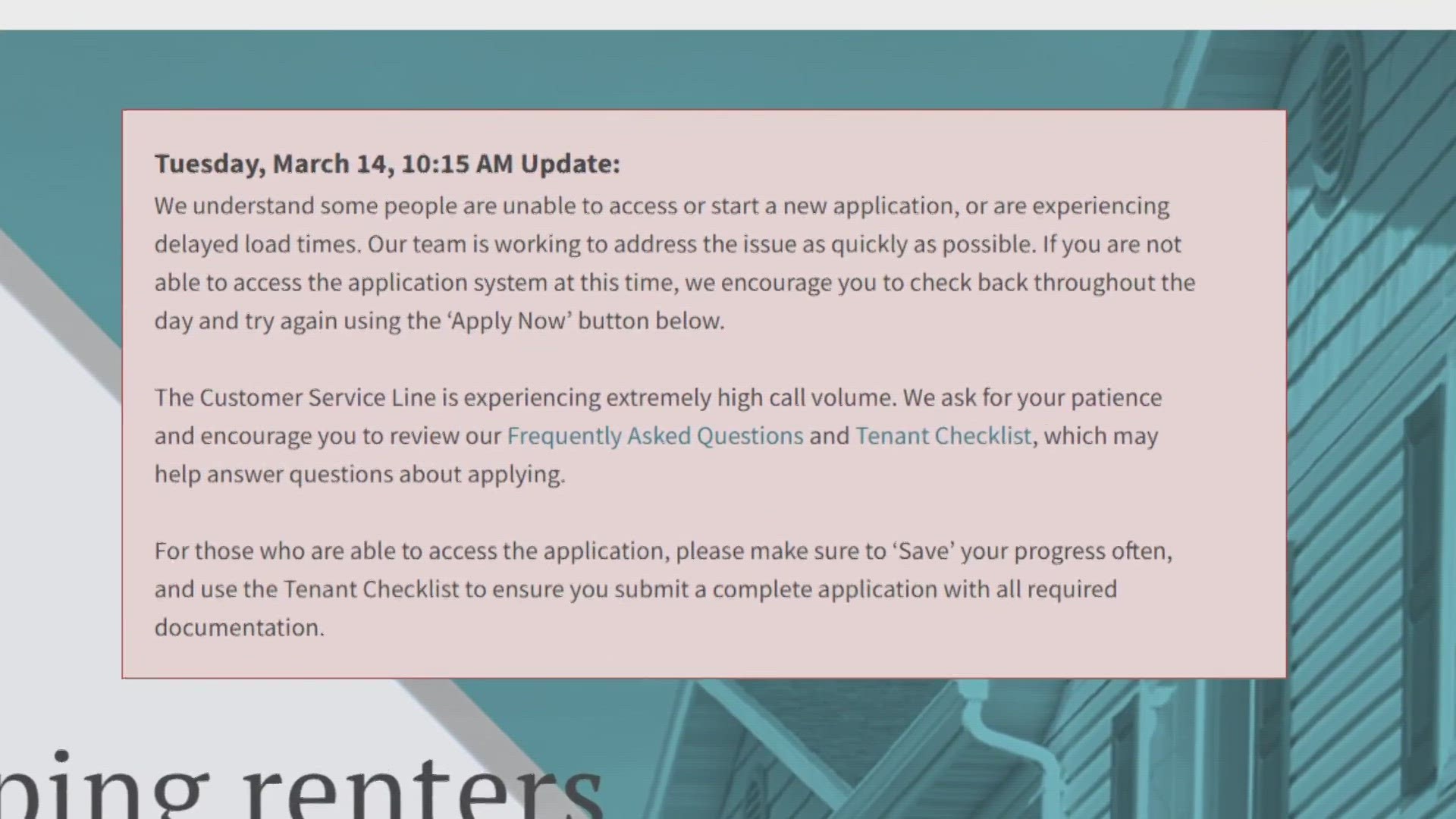 According to the rent relief program's website, requests for assistance in just the first 24 hours of the portal being opened "far exceeded available funding."