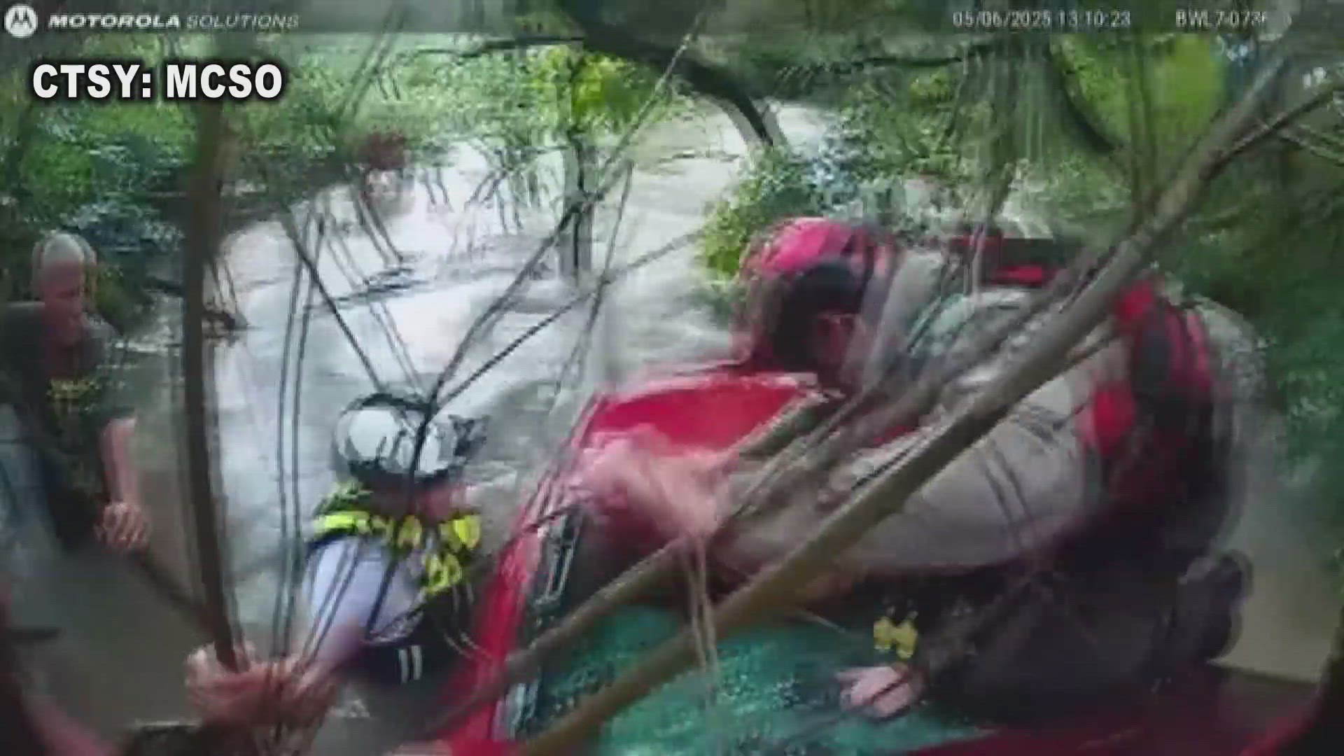 The McLennan County Sheriff's Office says first responders were able to rescue the man less than a minute before his car became fully submerged.