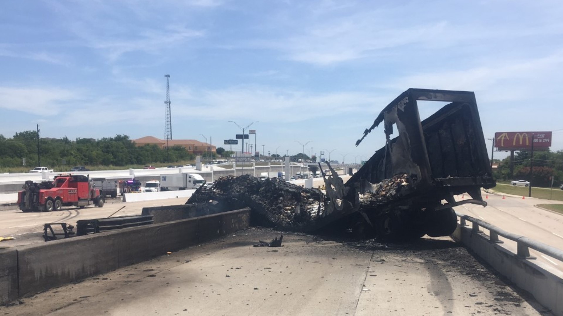 Traffic experienced major delays Sunday afternoon after eight vehicles, including two semi-trucks, collided on I-35 in Temple.