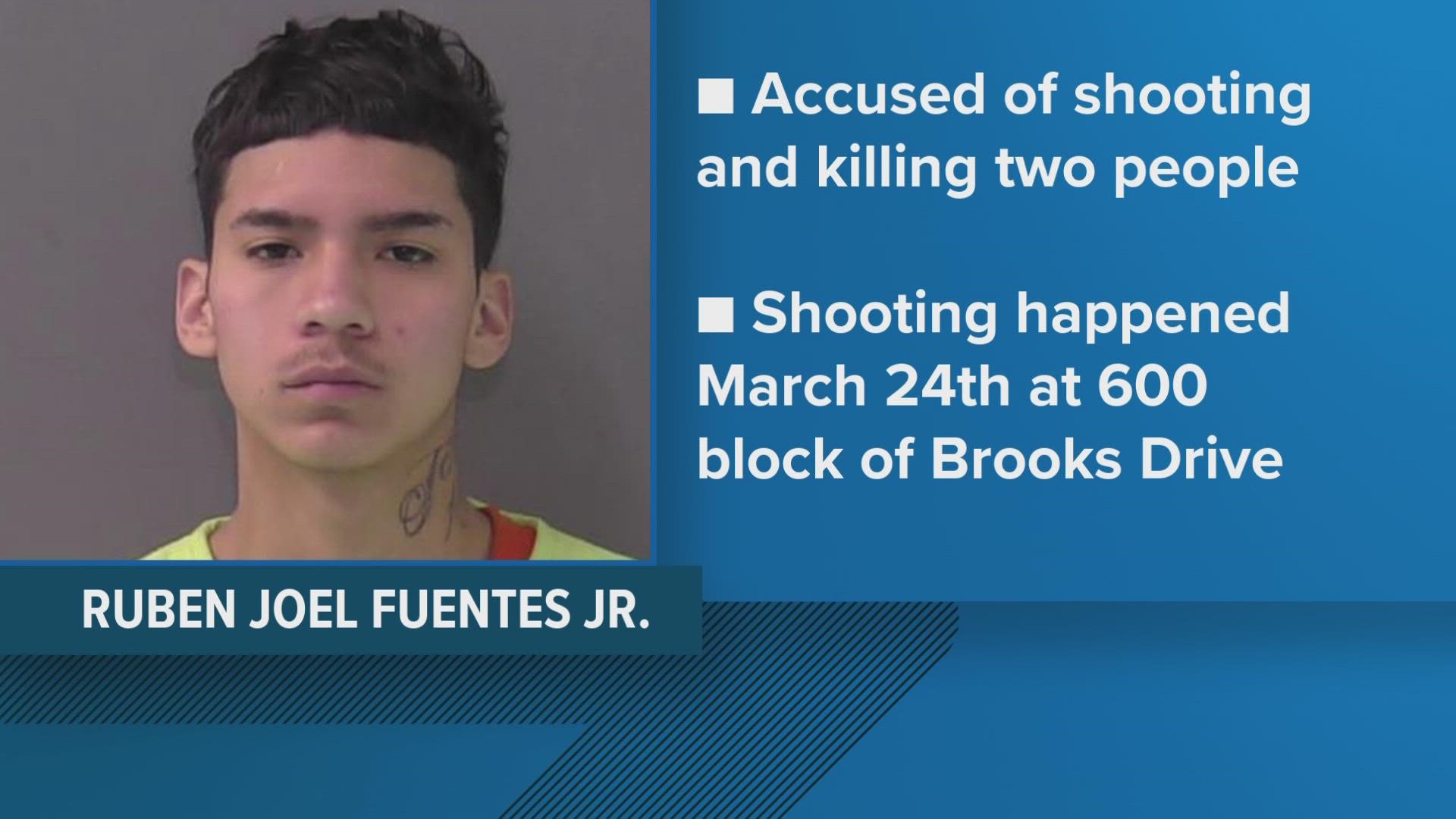 Ruben Joel Fuentes Jr. is accused of shooting and killing Revierra Elizabeth Aline Gibson, 18, and a 15-year-old boy back in March.
