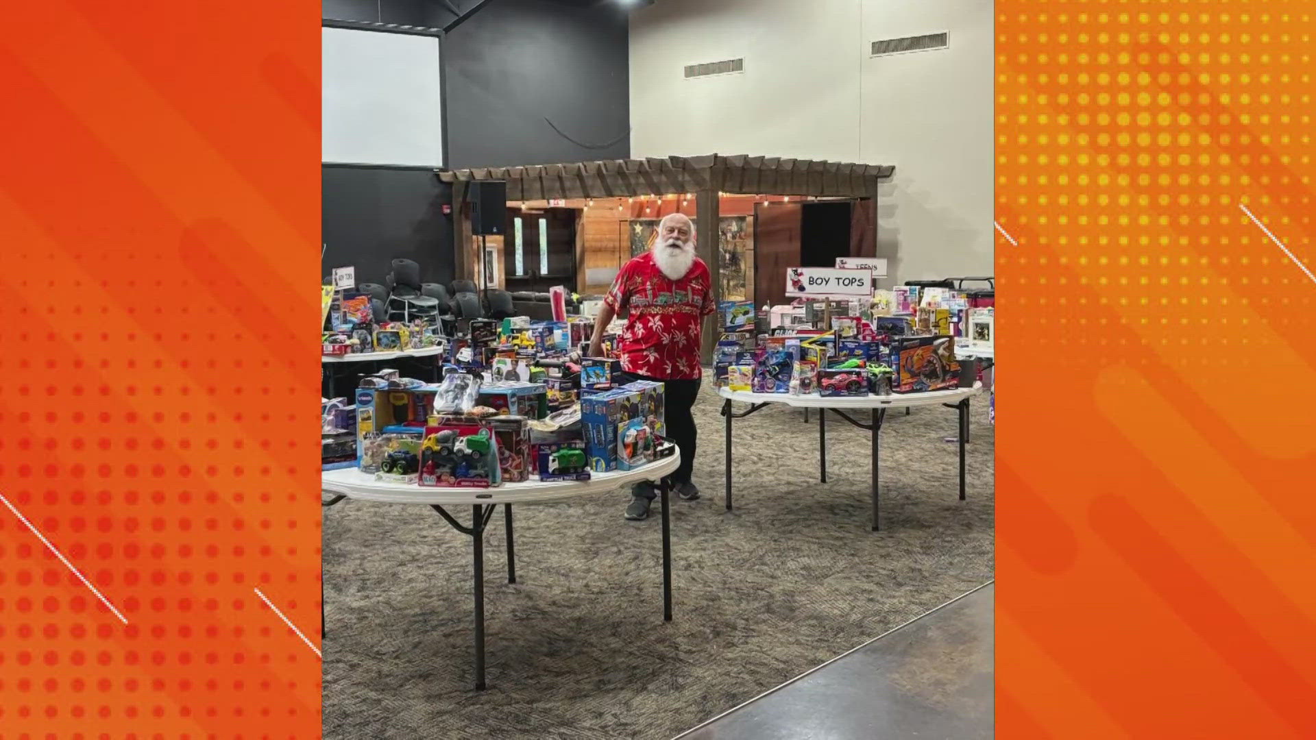 The non-profit group Lone Star Santa held the event at the Temple Bible Church.