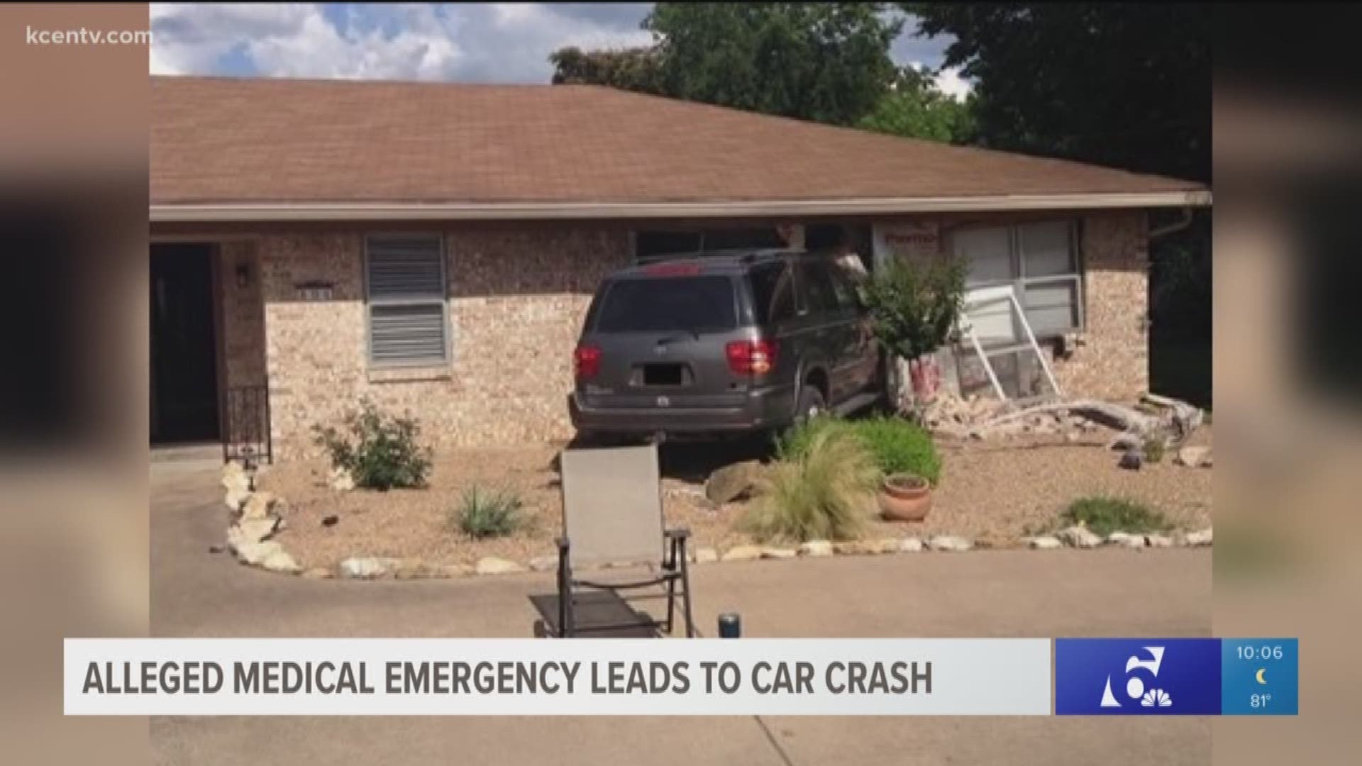 A person is recovering after crashing their car into someone's house. 