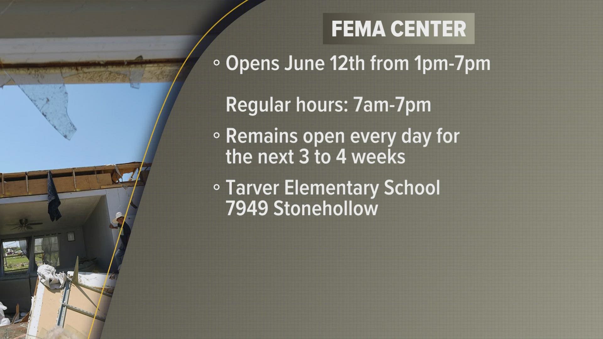 This center will be providing assistance to those impacted by the tornado and severe weather that destroyed the region on May 22.