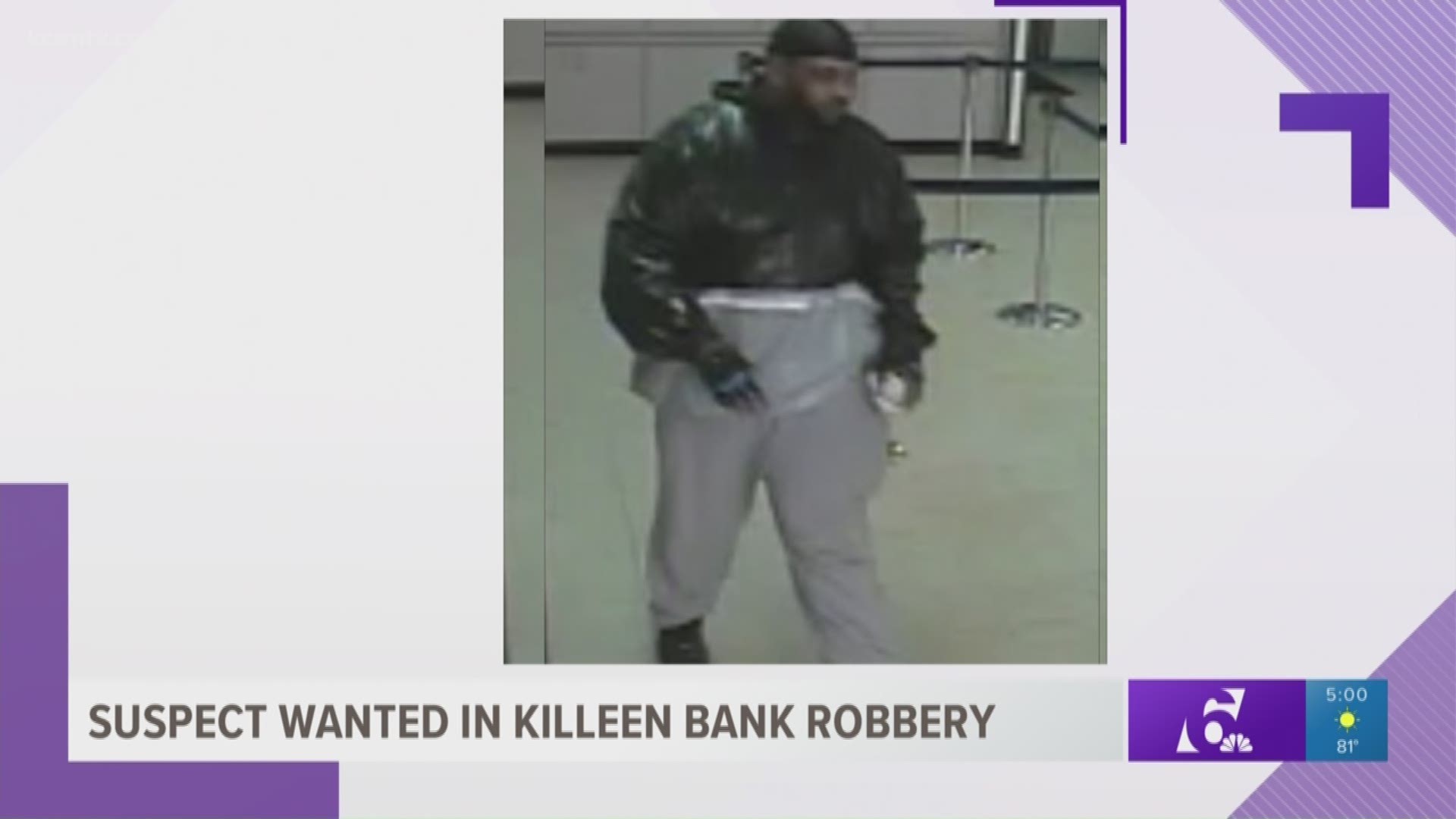 Suspect wanted in Killeen bank robbery