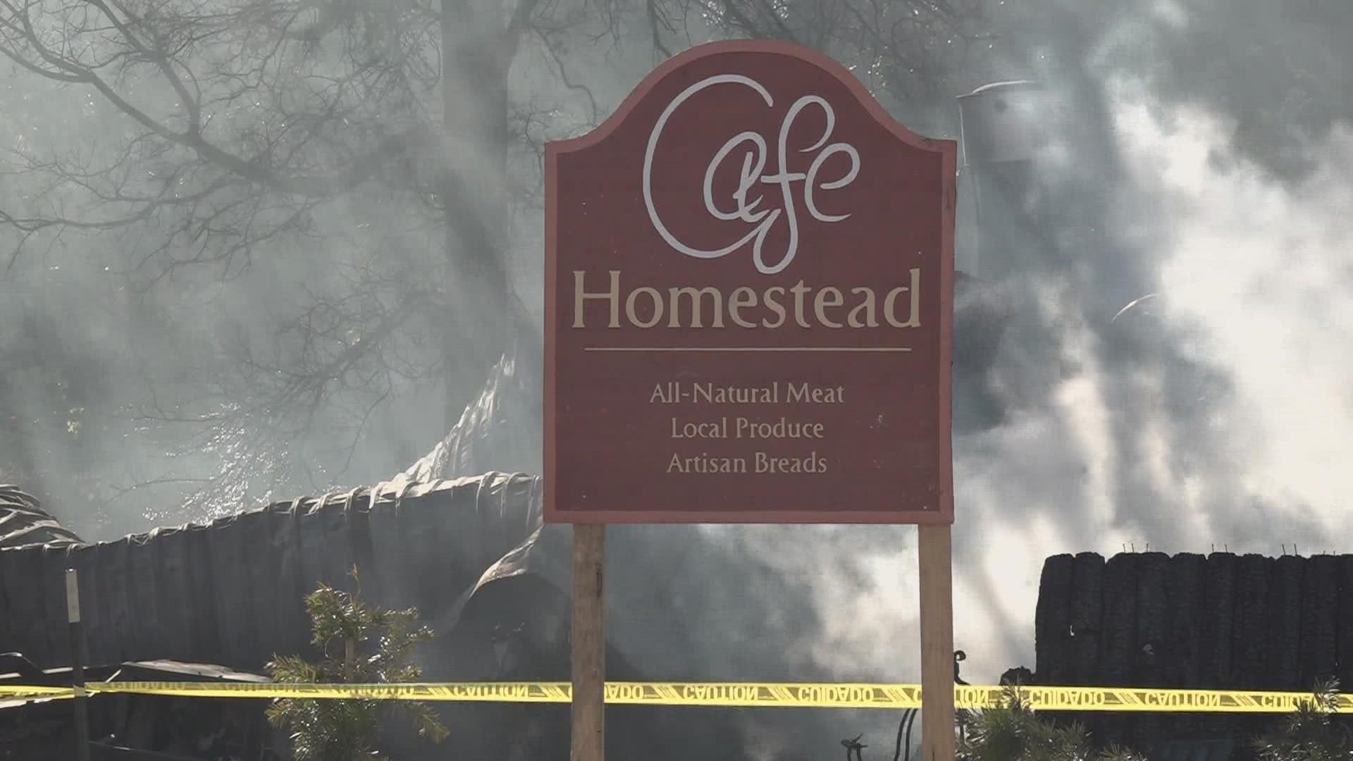 Cafe Homestead was destroyed by an early morning fire two days before Christmas.