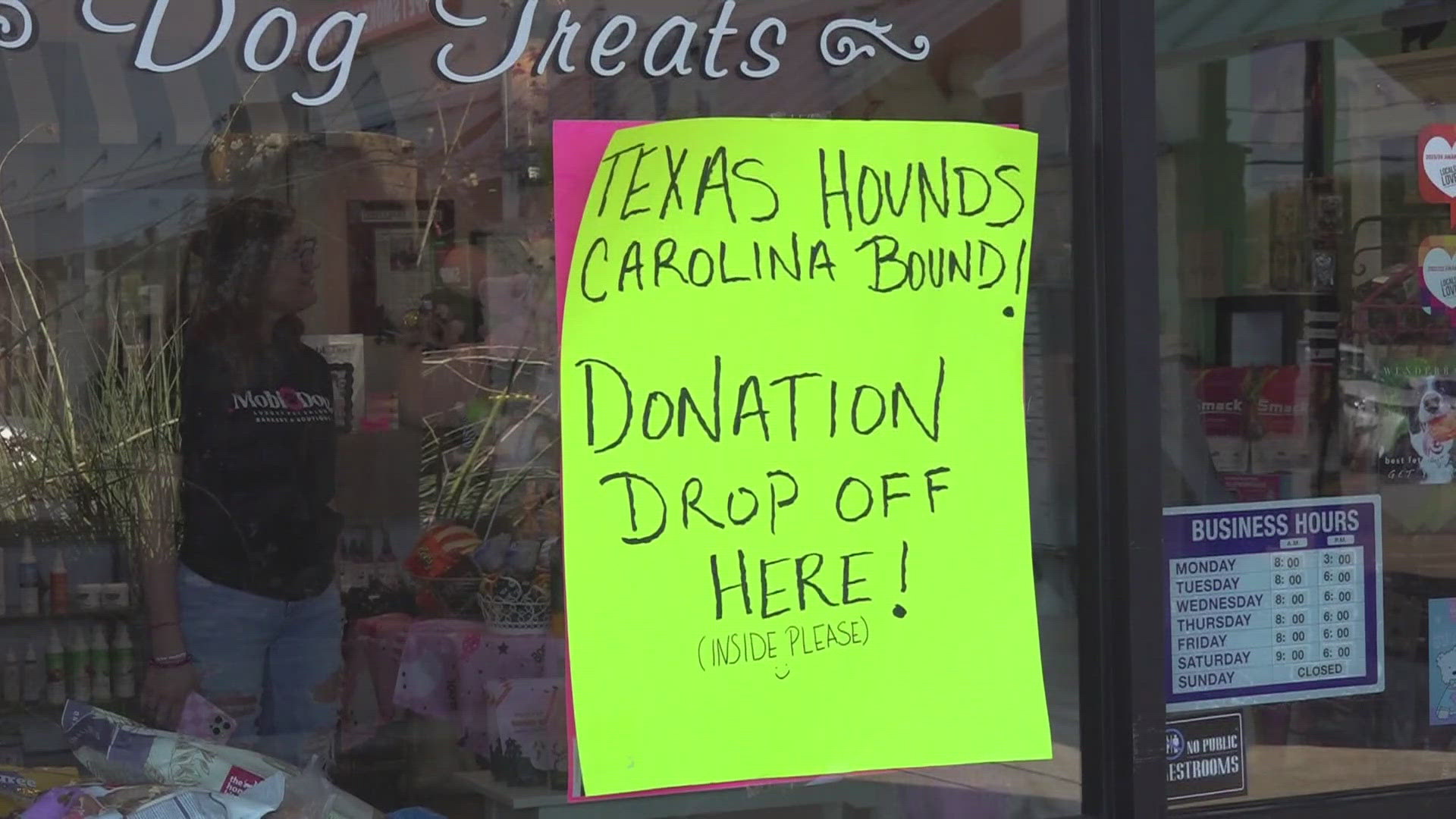 Brandi Reese, owner of Mobidog Pet Salon and Spa, asks the community to collect supplies for pets affected by the disaster in North Carolina by Hurricane Helene.