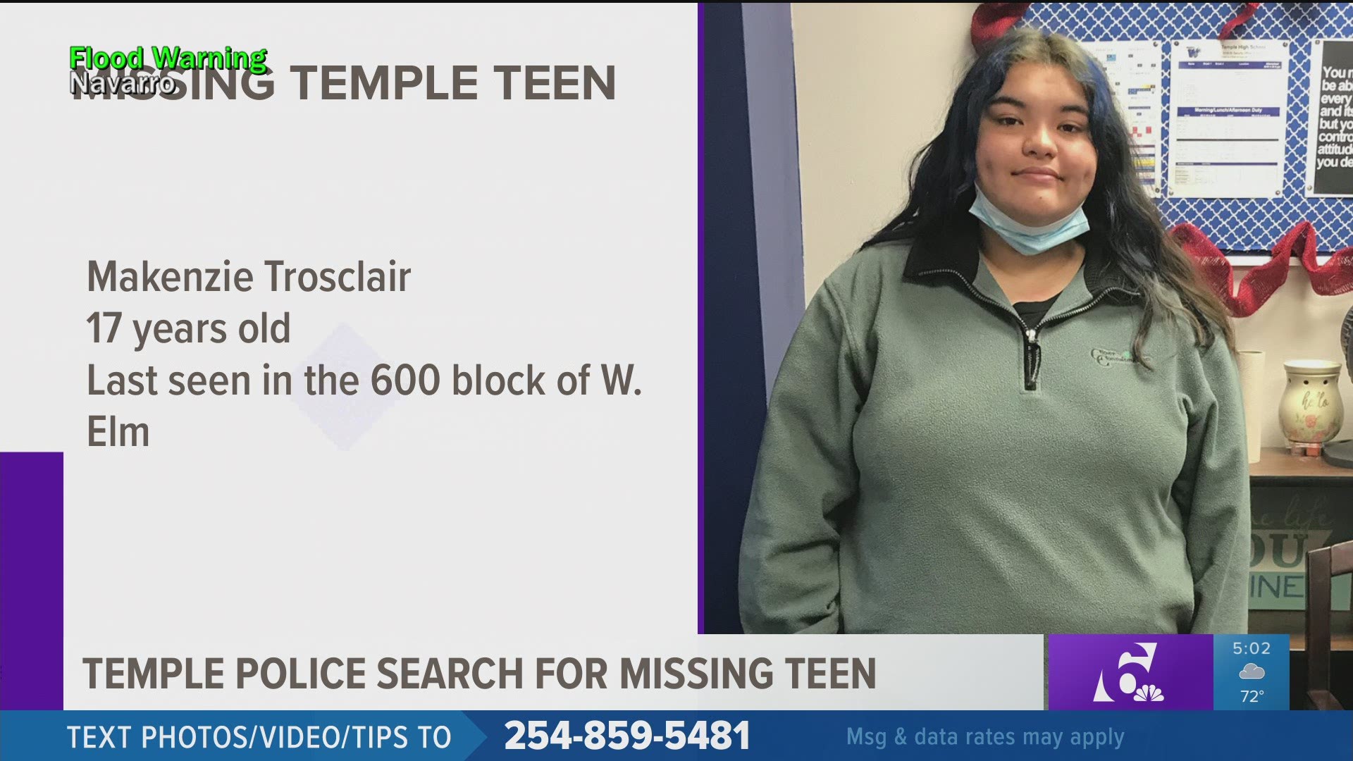 Temple police said Mackenzie Trosclair had not been seen since April 28.