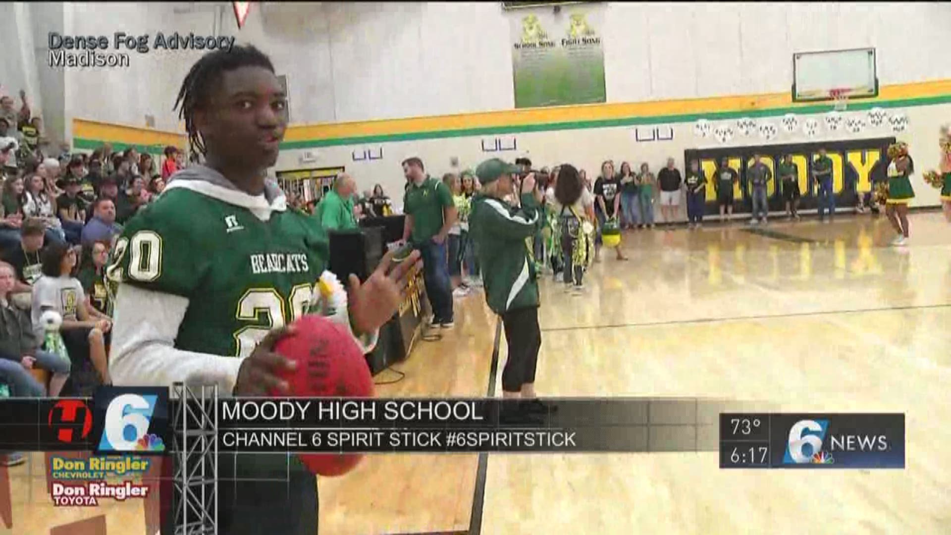 Moody High wins the Channel 6 Spirit Stick