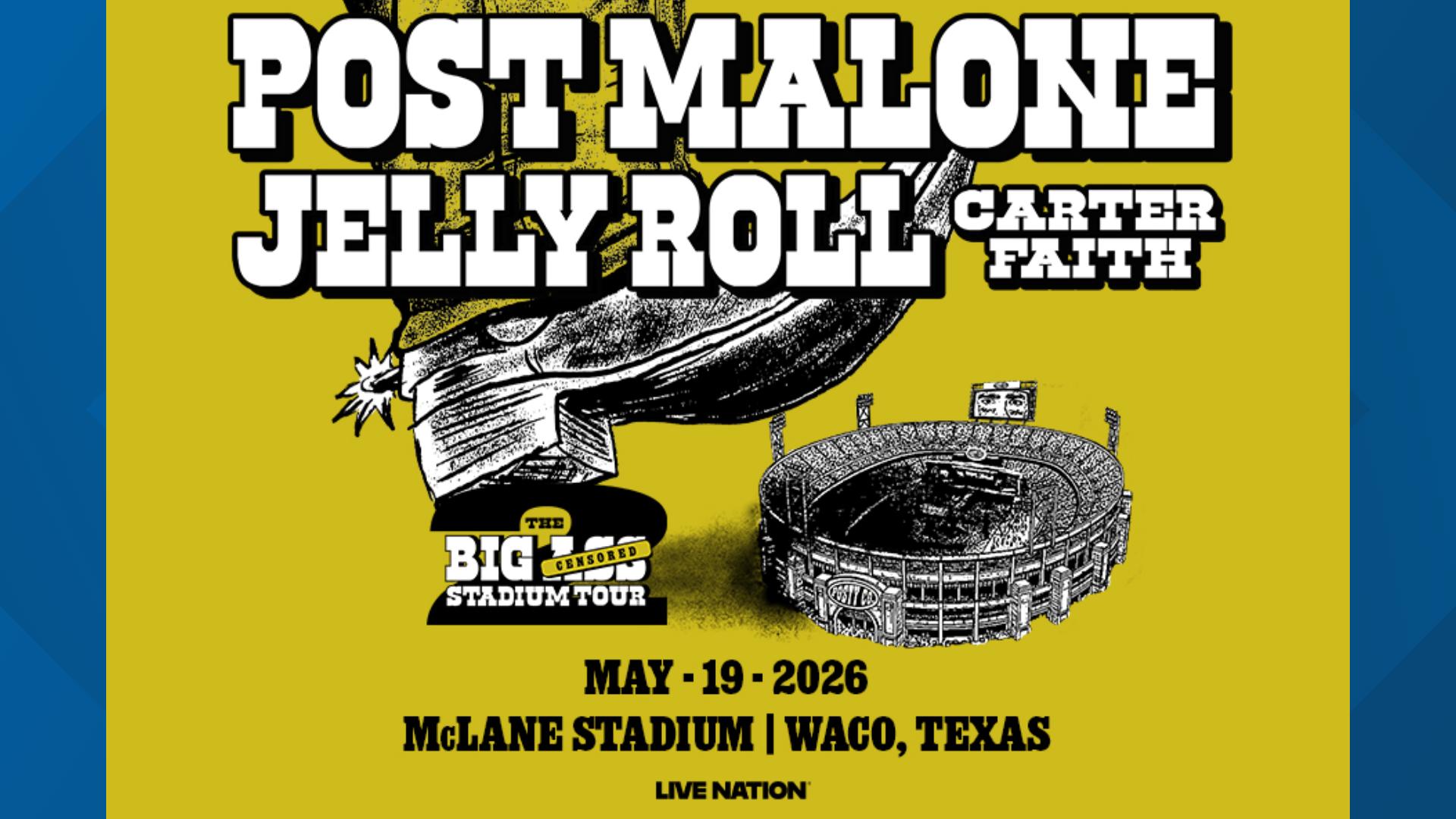 Post Malone, Jelly Roll to headline show at Baylor's McLane
