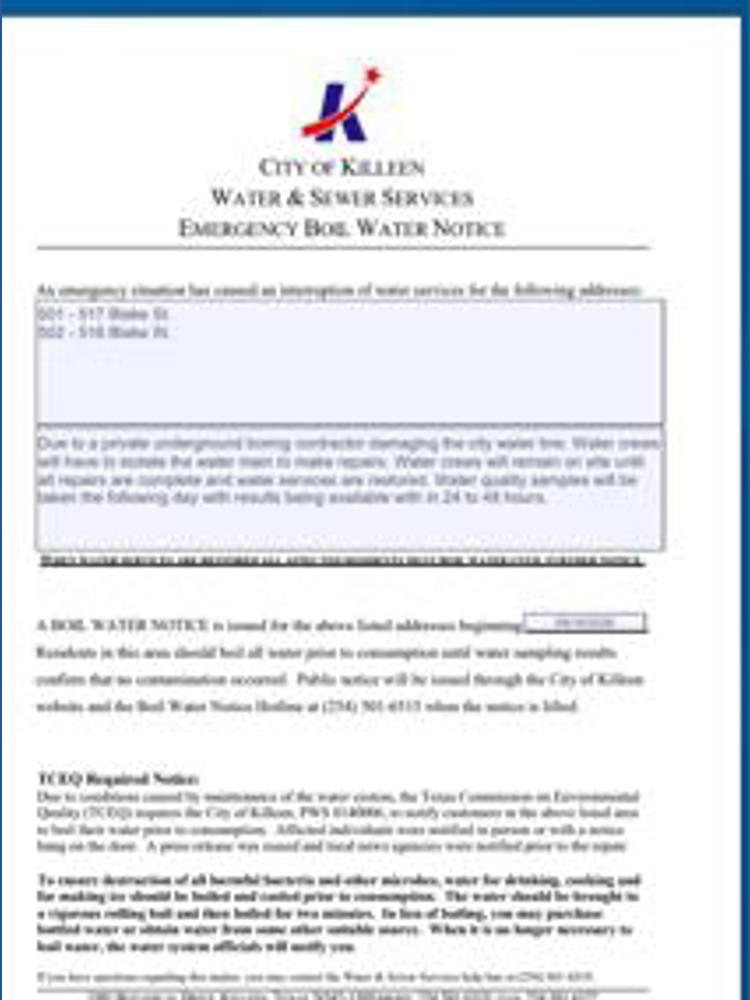 City of Killeen emergency boil water notice lifted | kcentv.com