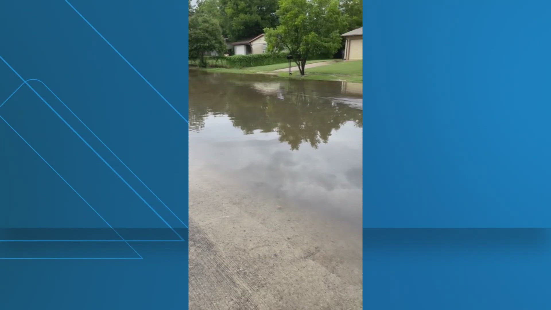 A narrow channel along Cheaney Drive in north Killeen is causing rainfall to build up, flooding the street and a house.