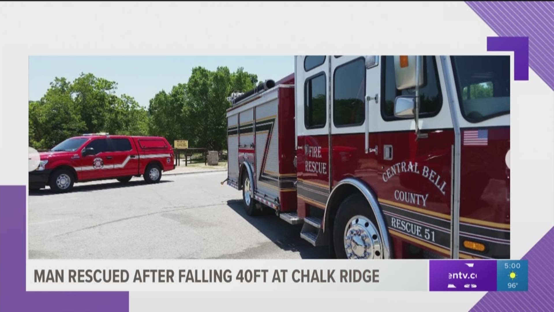 A man was rescued after falling 40 feet at Chalk Ridge Falls Park in Belton.