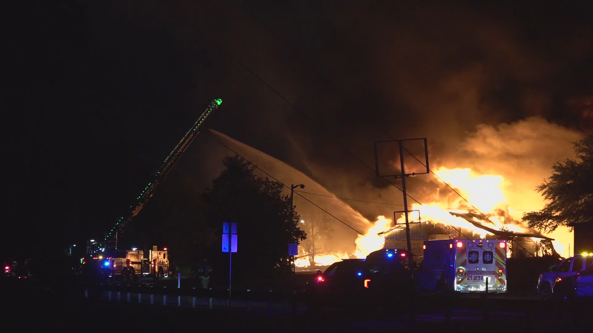 Multiple fire departments are battling a fire at an abandoned nursing home on Industrial Boulevard in Temple.