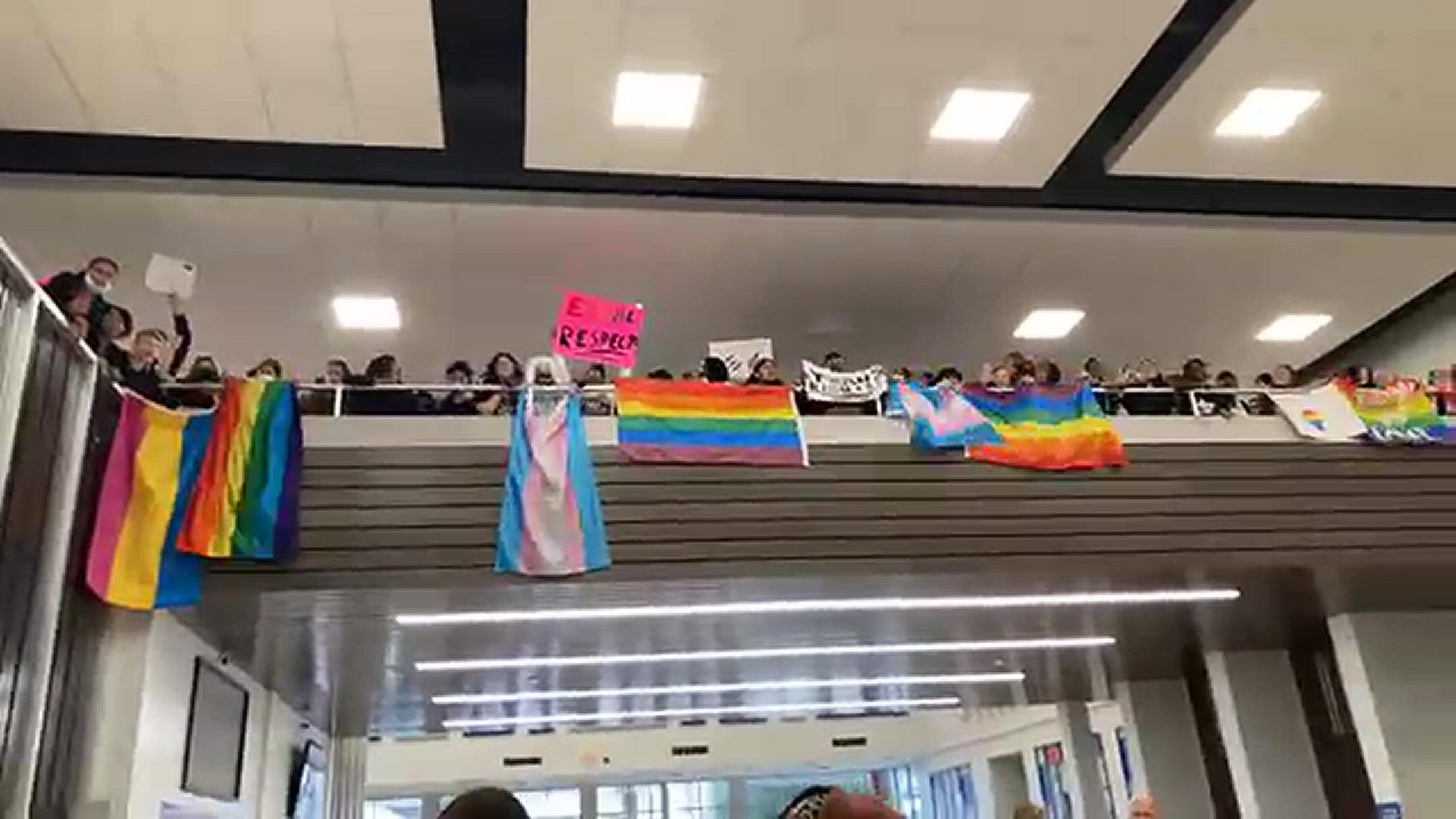 Video and pictures spread over social media depicting students protesting inside and outside of the school.