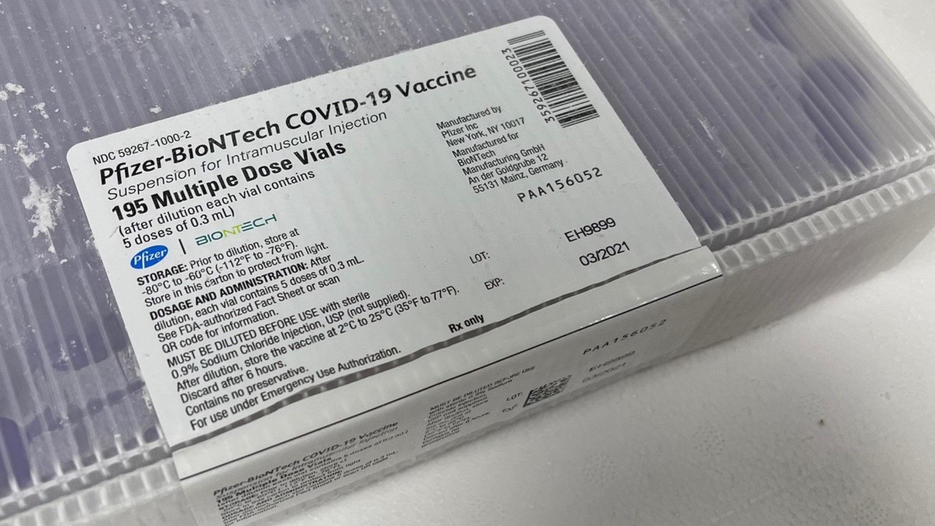 The first shipment of the Pfizer vaccine arrived Tuesday.