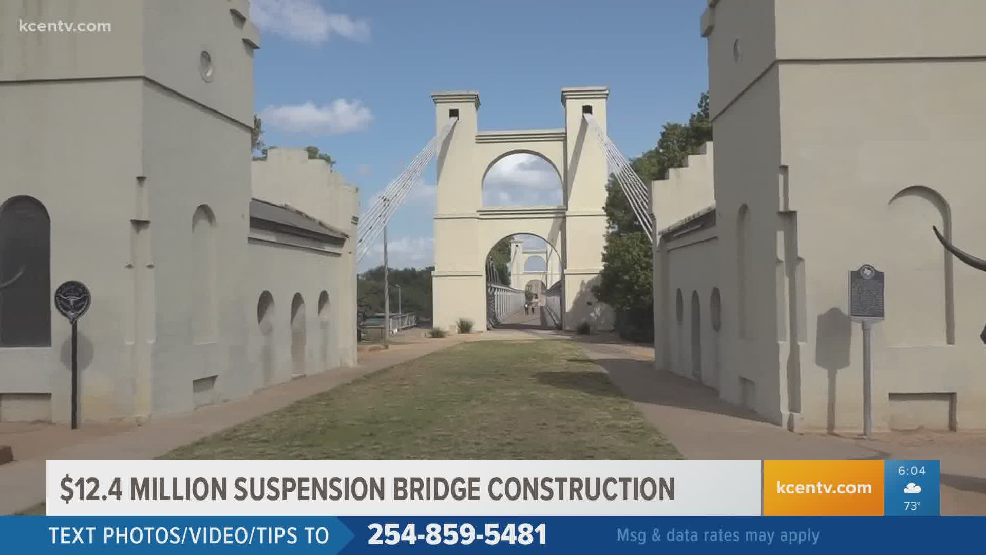 Construction starts today on the Waco Suspension Bridge renovation project. The $12.4 million project could take up to two years to finish.