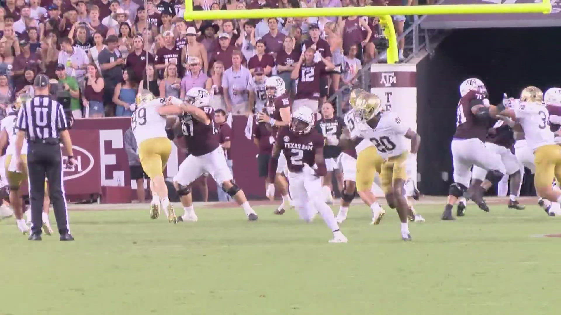 The Aggies had a chance to tie it late, but were turned away on fourth down.