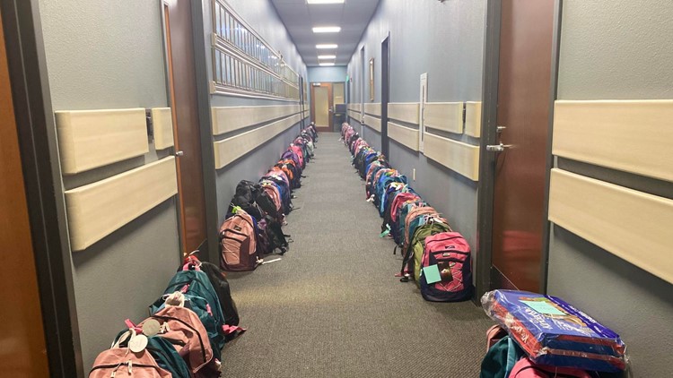 'We've got the goods' | 303 backpacks stacked the hall of Temple PD