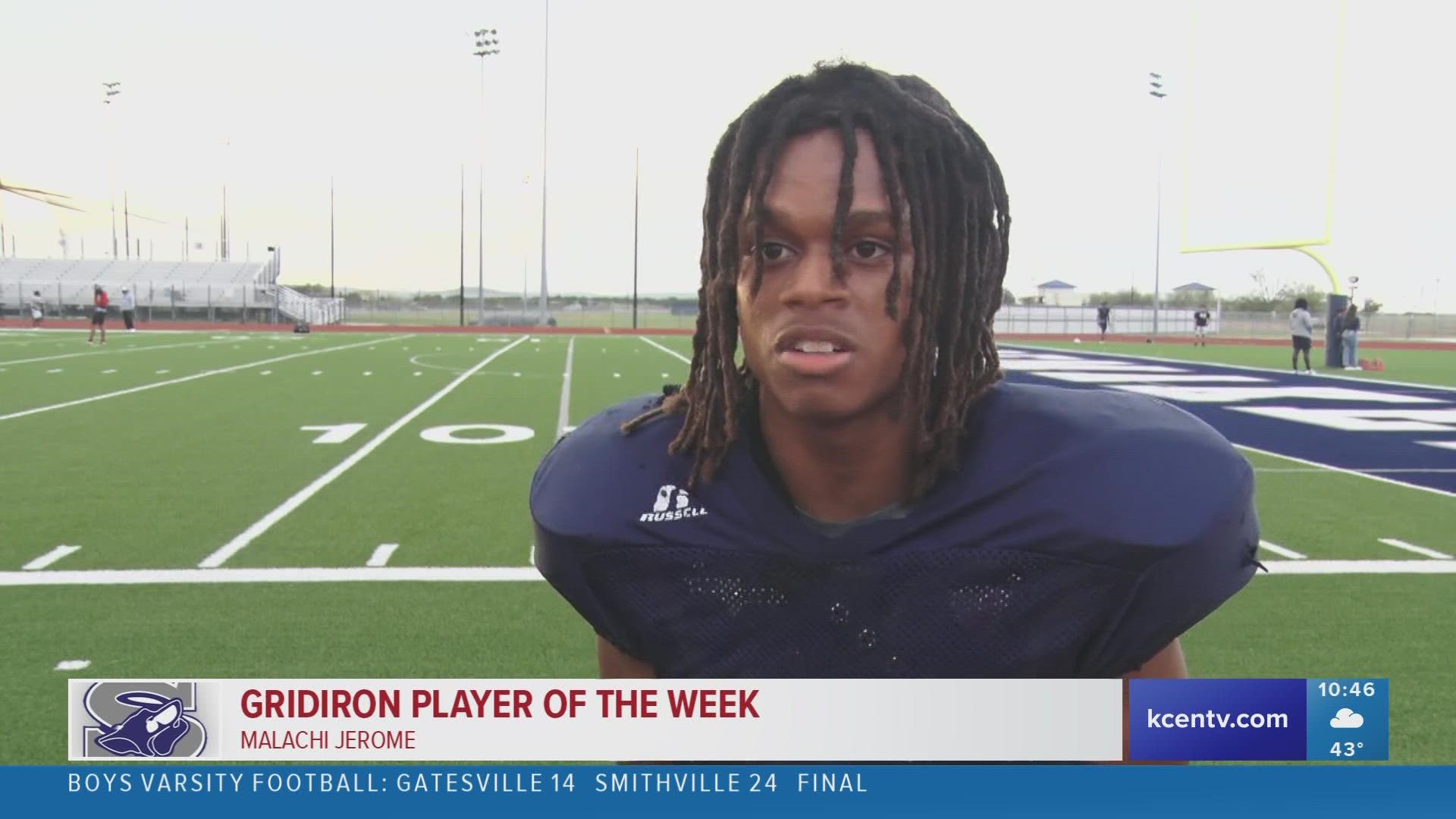 Shoemaker sophomore QB, Malachi Jerome, had a game for the history books last Friday night and he earns this week's Gridiron Player of the Week honors.