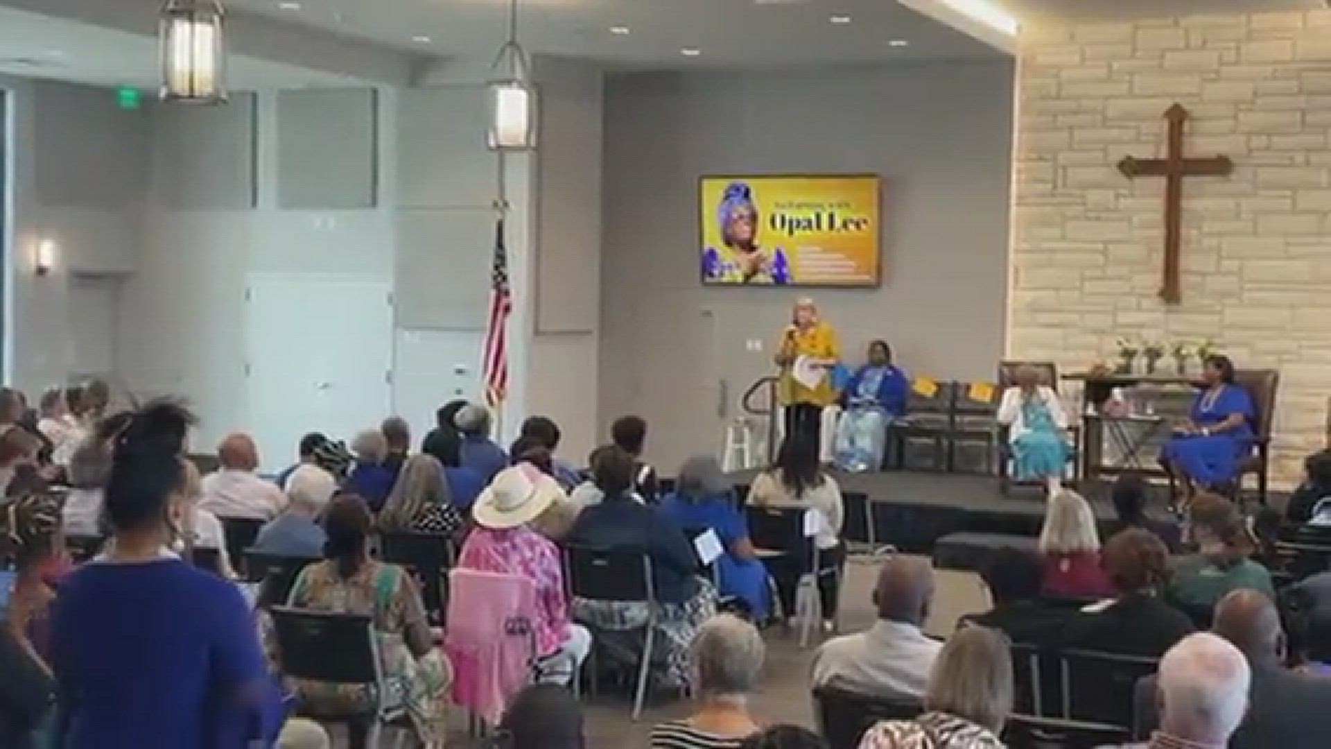 Opal Lee, the "Grandmother of Juneteenth", speaks at an event in Waco, TX.
Credit: Meredith Haas