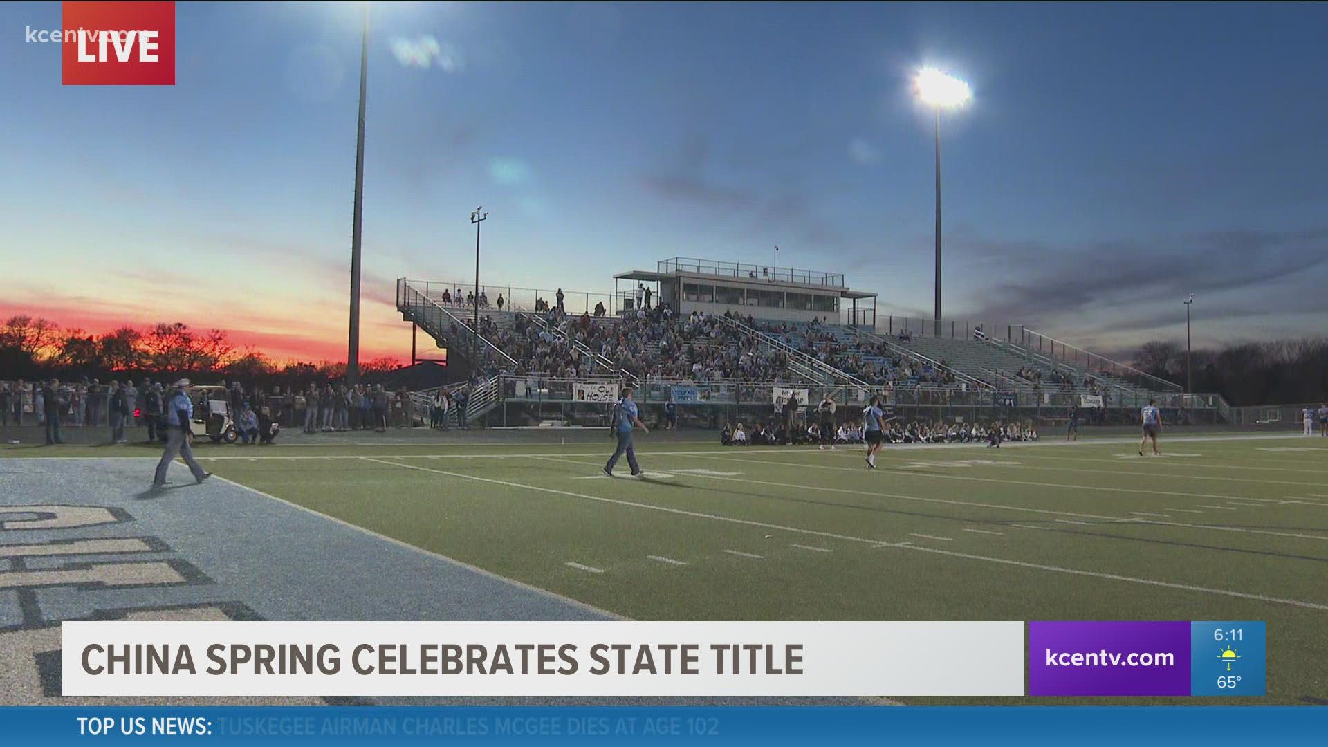 China Spring's football team took home a state title in December and the championship parade is taking place tonight.