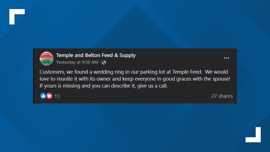 Temple, Tx News | Missing wedding ring found at Feed & Supply - Vimarsana News