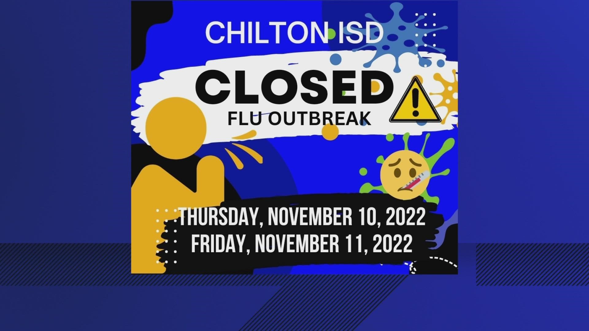 The district will be closed until Monday, Nov. 14.