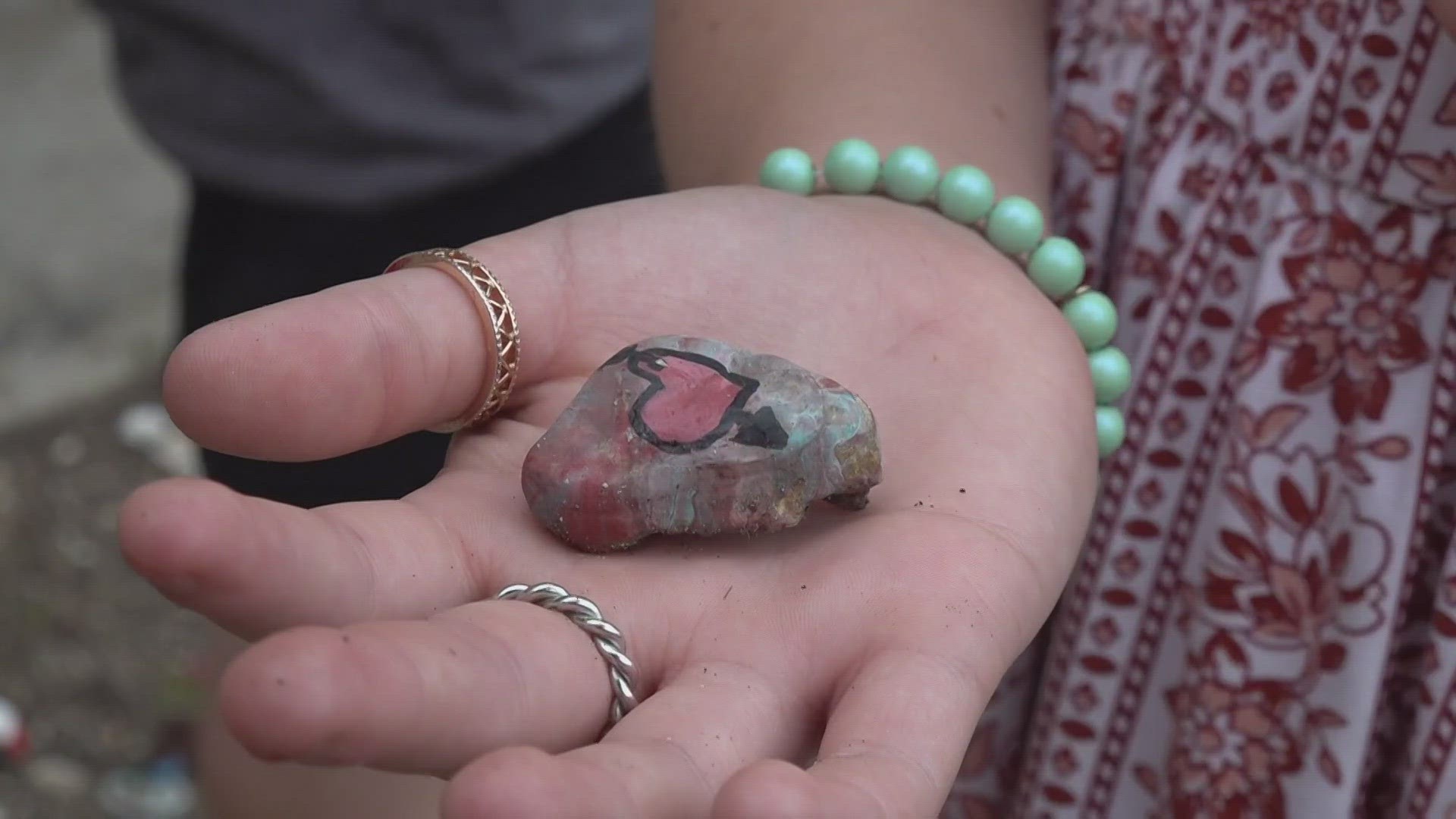 The Snyder family are part of an organization decorating rocks with motivational messages or other art to spread positivity.