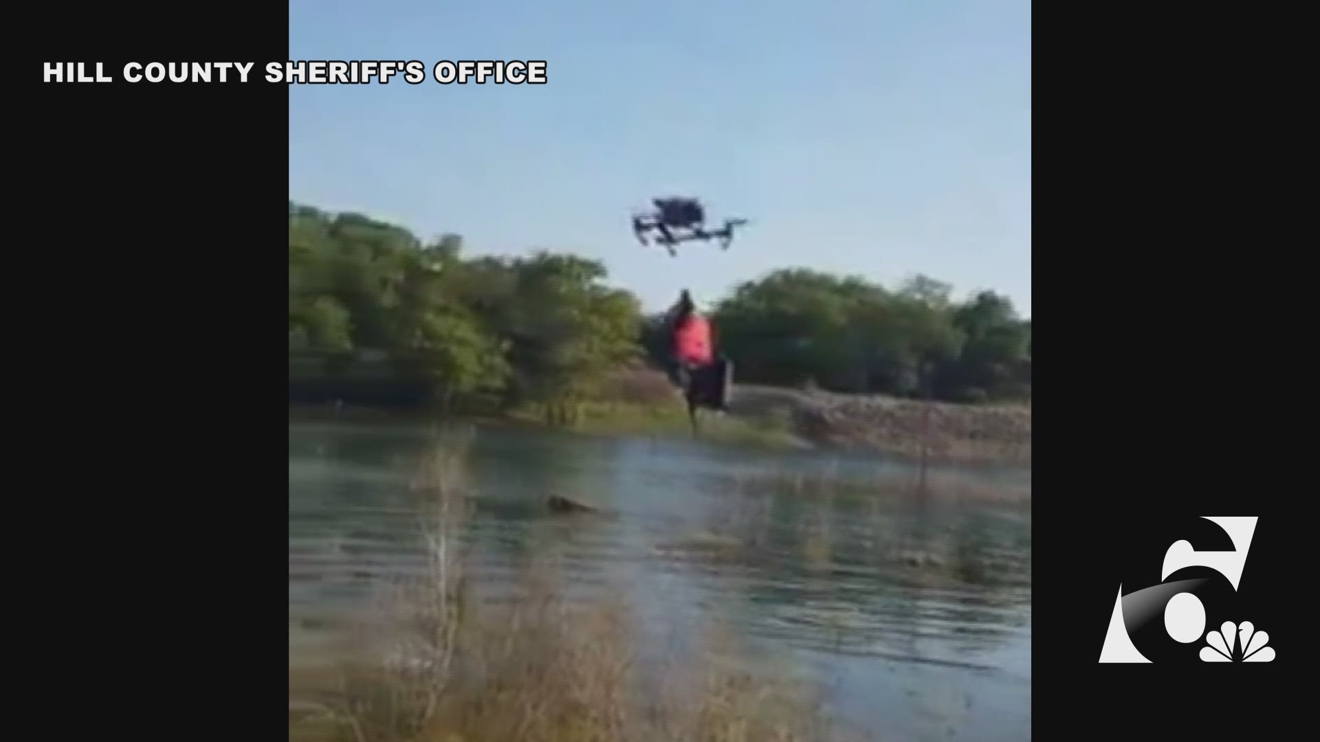 Hill County Emergency Management uses drone to rescue person stranded in Brazos River.
