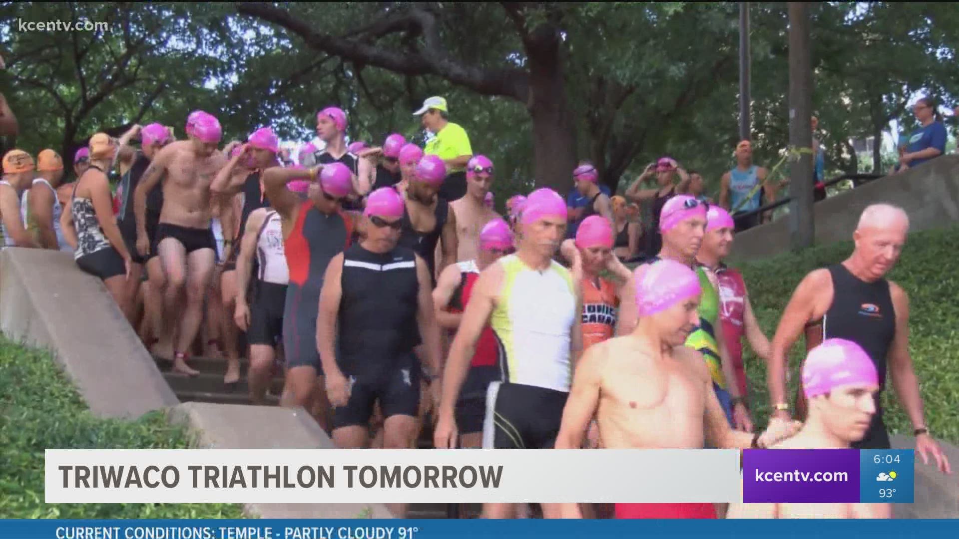 Expect traffic in the area as hundreds of athletes test their running, swimming and biking skills on Sunday.