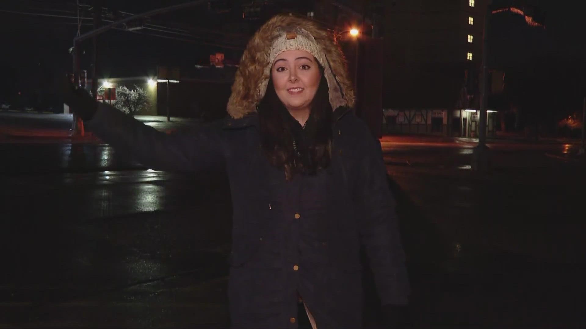 6 News reporter Meredith Haas encourages locals to please stay off the roads as much as possible, and stay safe.