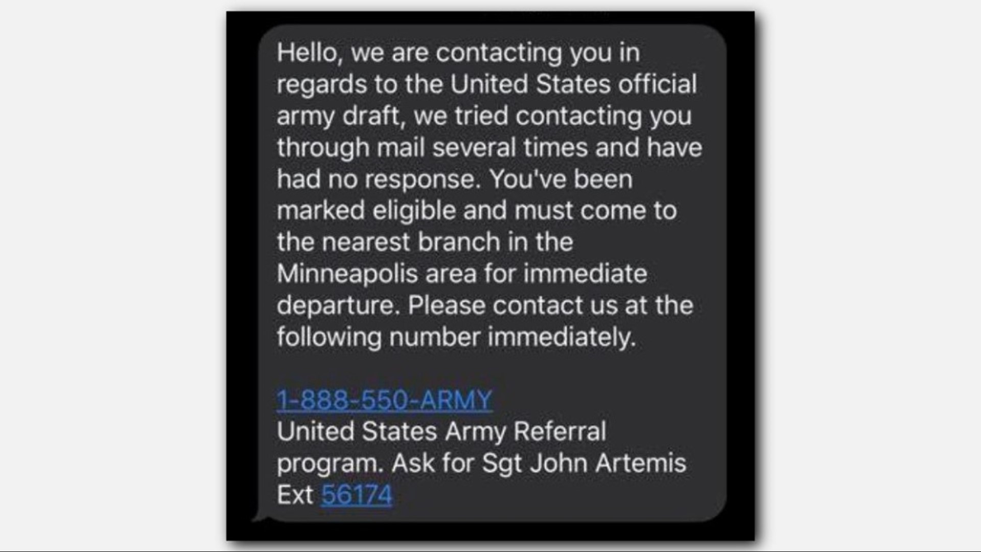 Did you get drafted by the U.S. Army through text message? Is it real? Chris Rogers verifies.