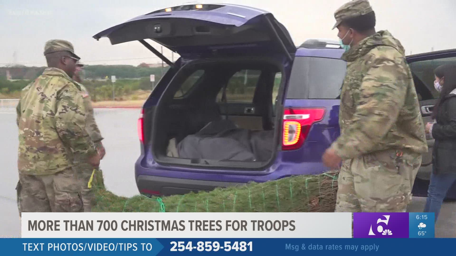 Military families got to pick out a tree to take home for free as part of the Trees For Troops program.