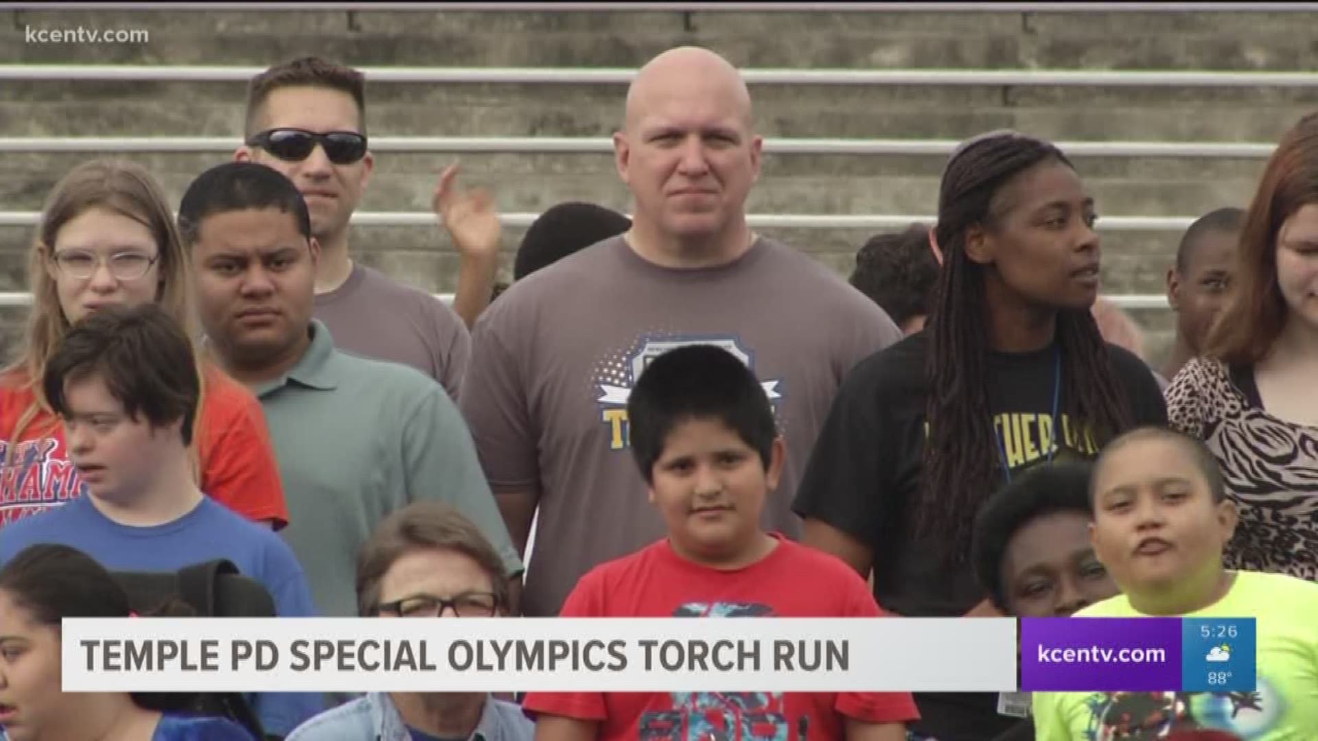 The Temple Police Department took part in a torch run for the Special Olympics today. 