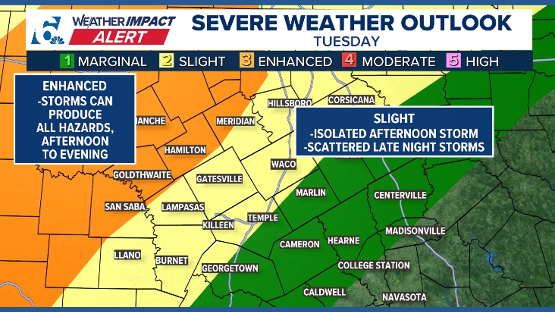 Strong to Severe thunderstorms to move across Central Texas Tuesday ...