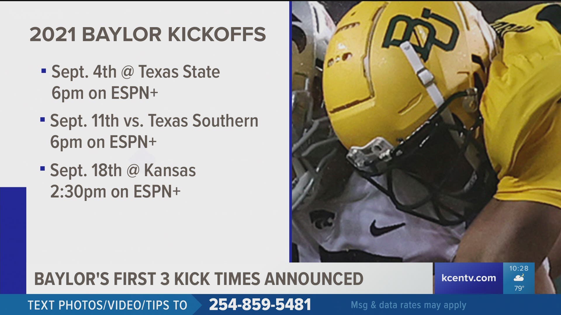 Kick times announced for first 3 Baylor football games in 2021