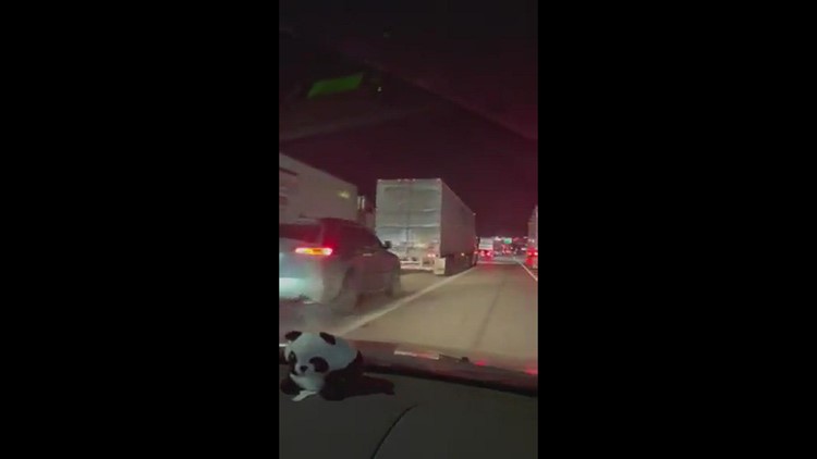 Traffic on I-35 after crash in Temple