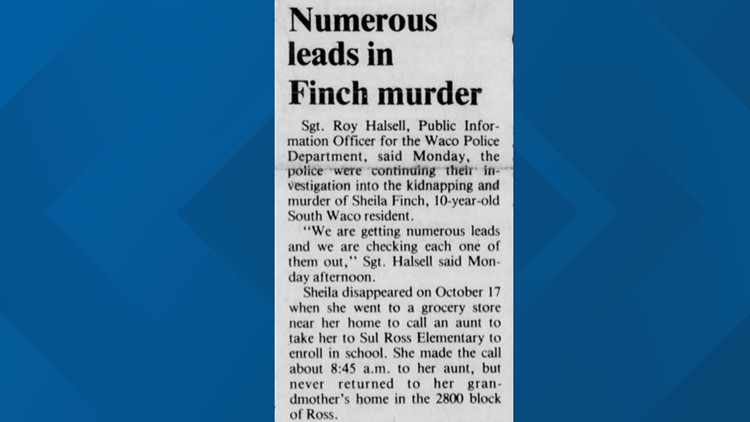 Newspaper clippings of Sheila Finch murder