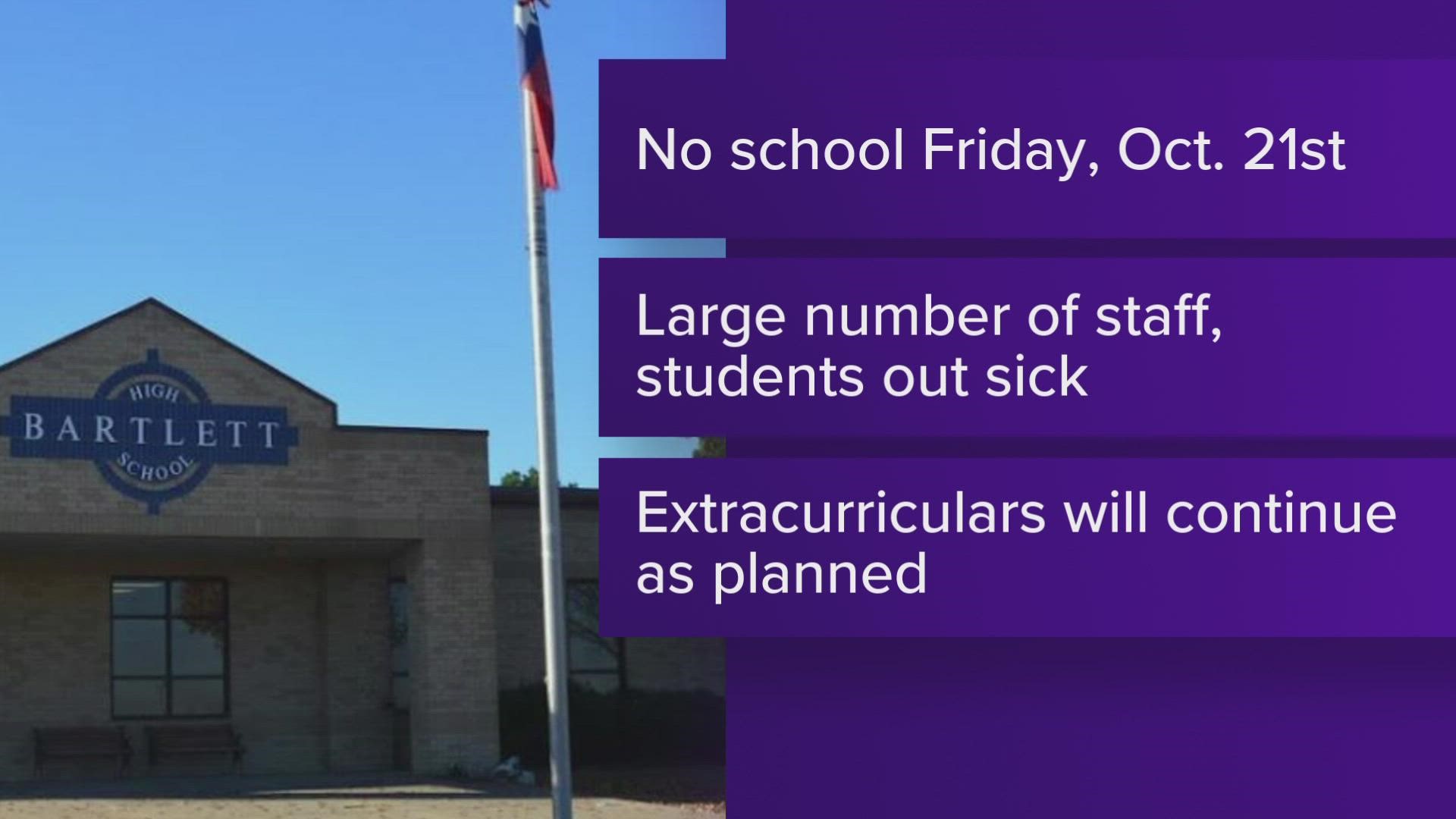 Athletic and extracurricular activities will be allowed to continue as scheduled.