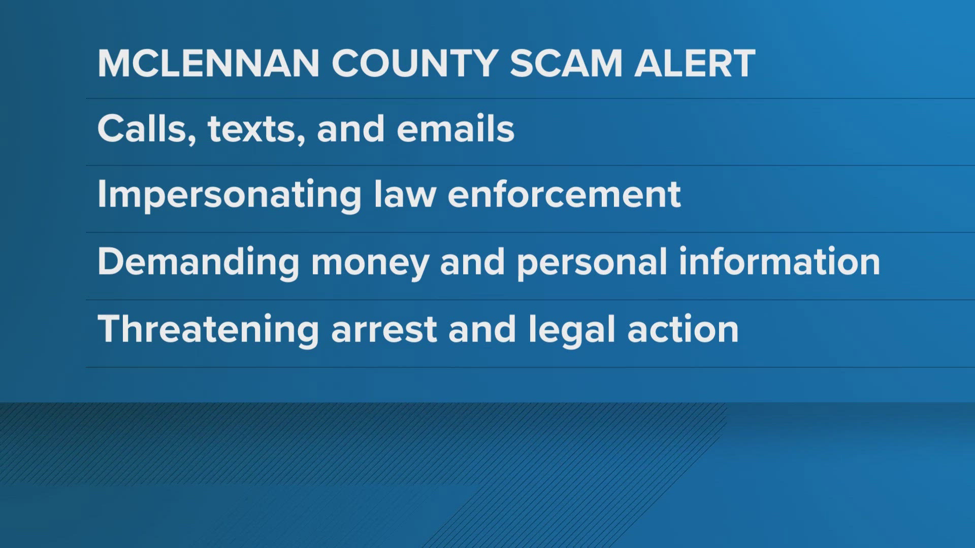 McLennan County Sheriff warns of scam using fake law enforcement calls