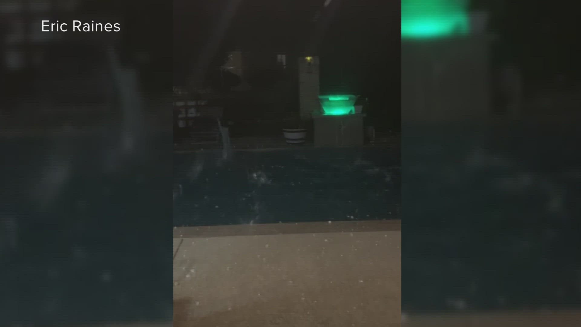 A 6 News viewer sent in video of hail pummeling an outdoor swimming pool.