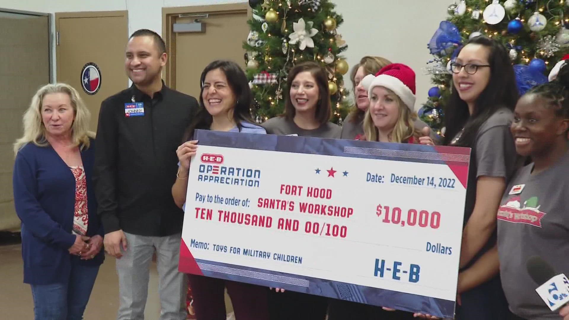 The charity drive helps military families on Fort Hood during the holidays.