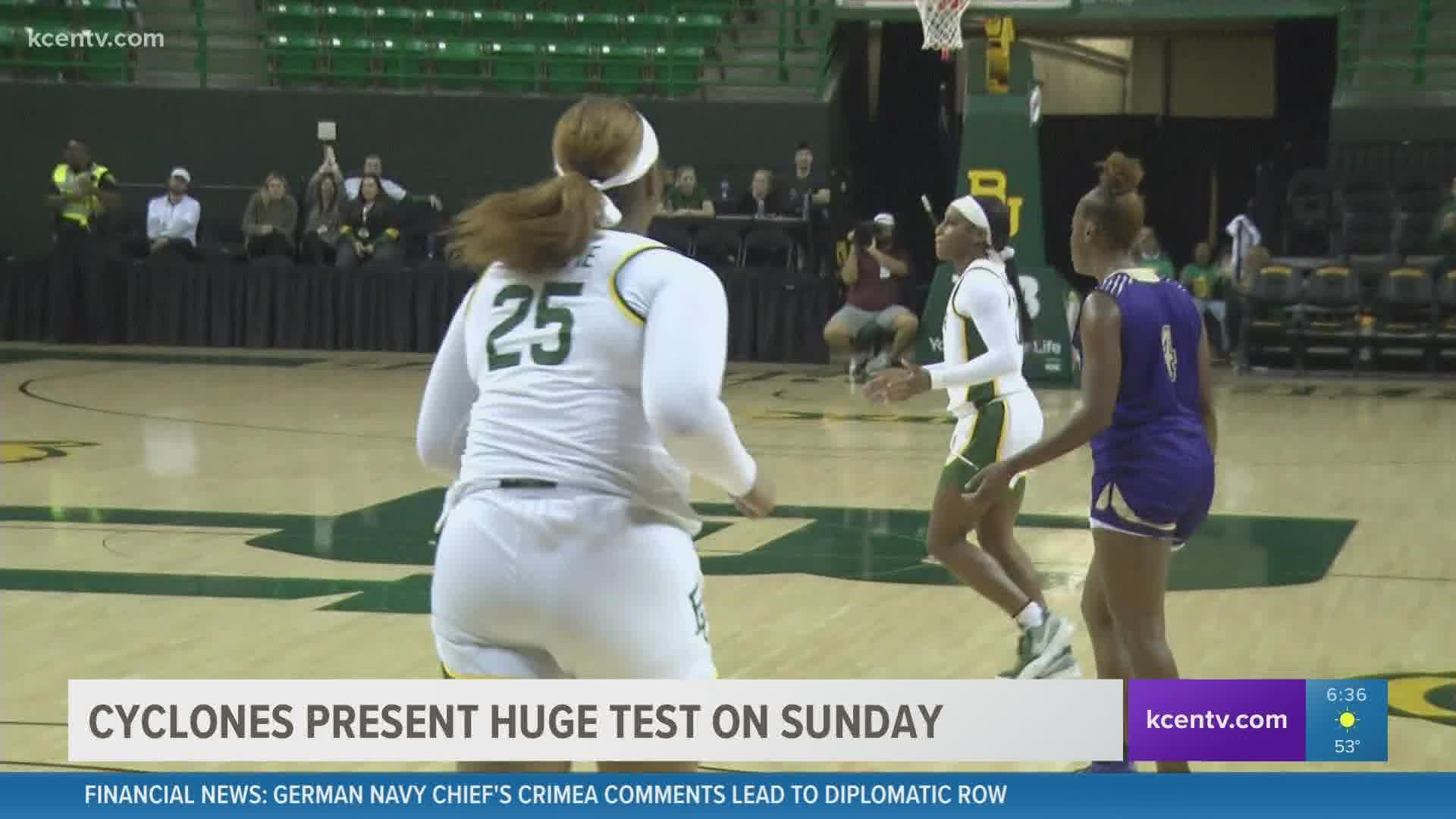 The Baylor women's basketball team will face Iowa State on Sunday