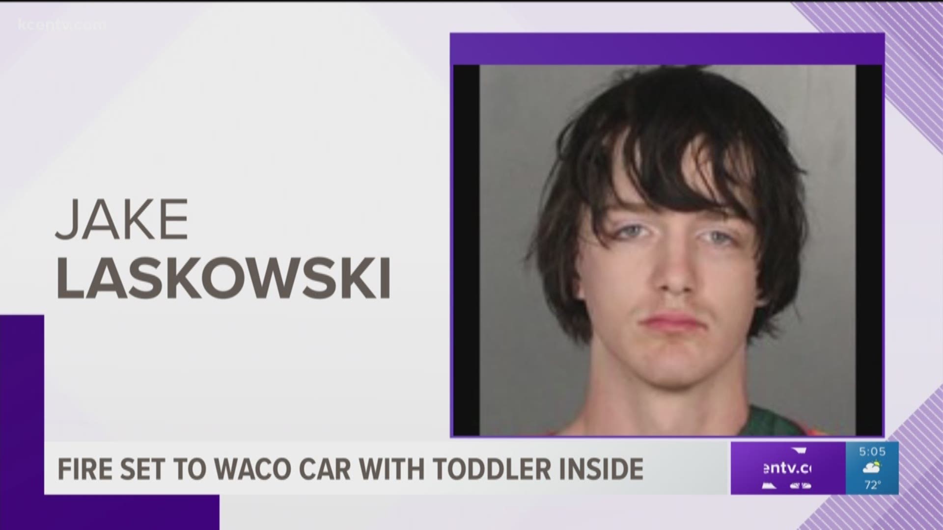 A Waco man is in jail after police say he tried to light a car trunk on fire while a two-year-old girl was still inside. 