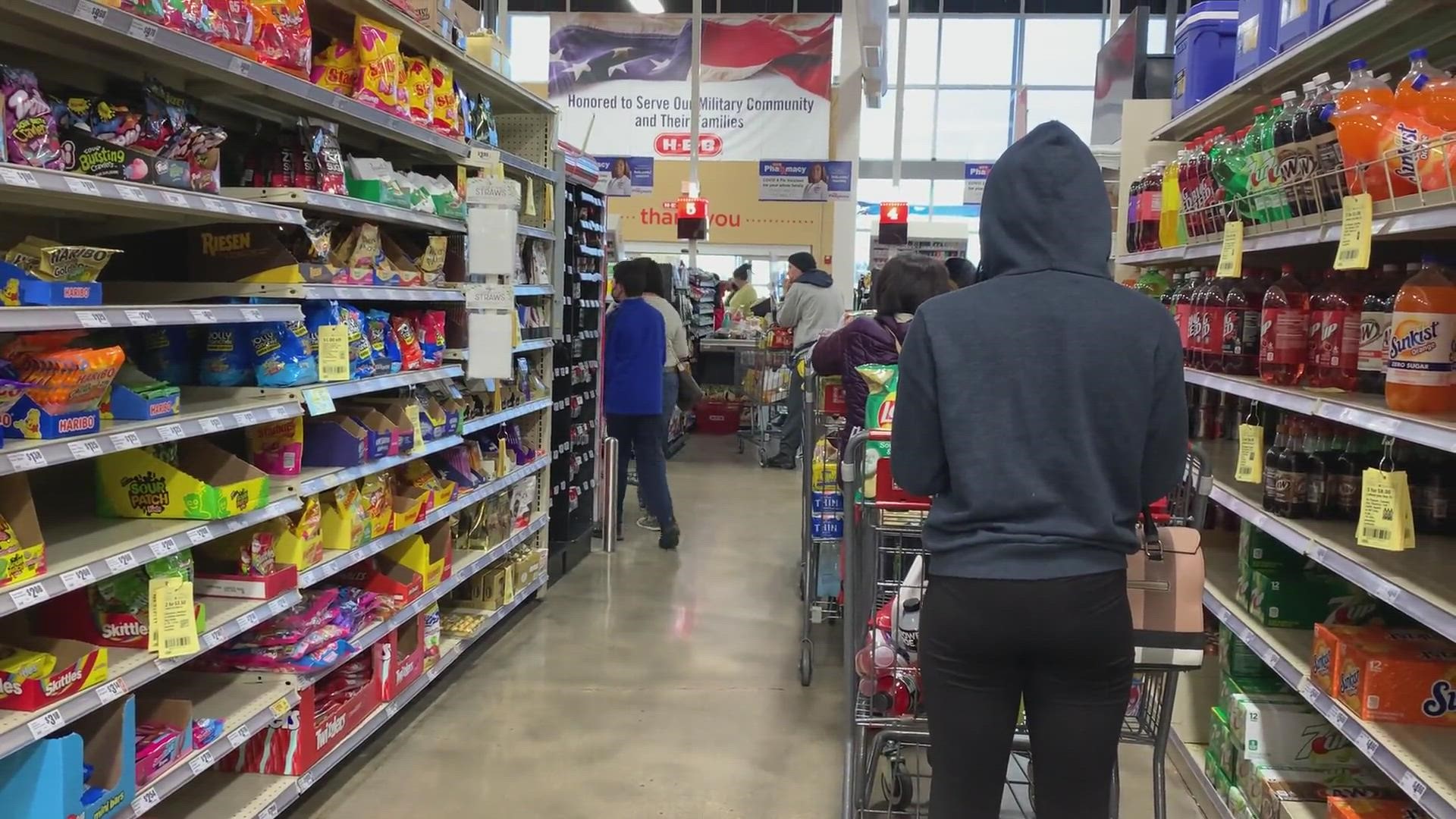 Empty grocery store shelves ahead of Winter Storm Landon
Credit: Jasmin Caldwell