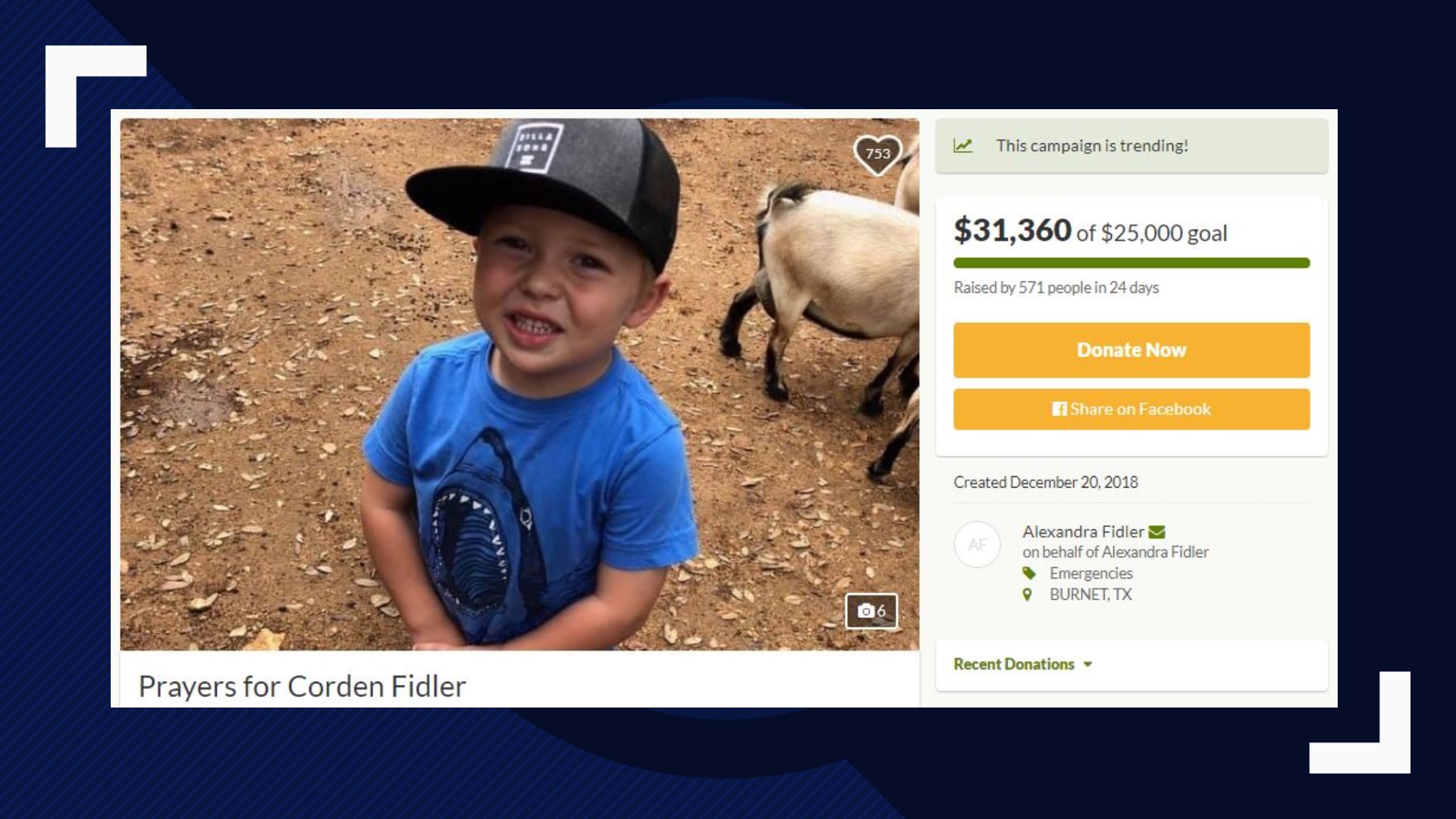 Before you go, there are 6 things you should know. Here's one of them: Corden Fidler, the young boy from Temple who was shot by his mother's estranged husband on Dec. 20 is improving in the recovery process. Plus, GoFundMe donations continue rising to fund his medical care.