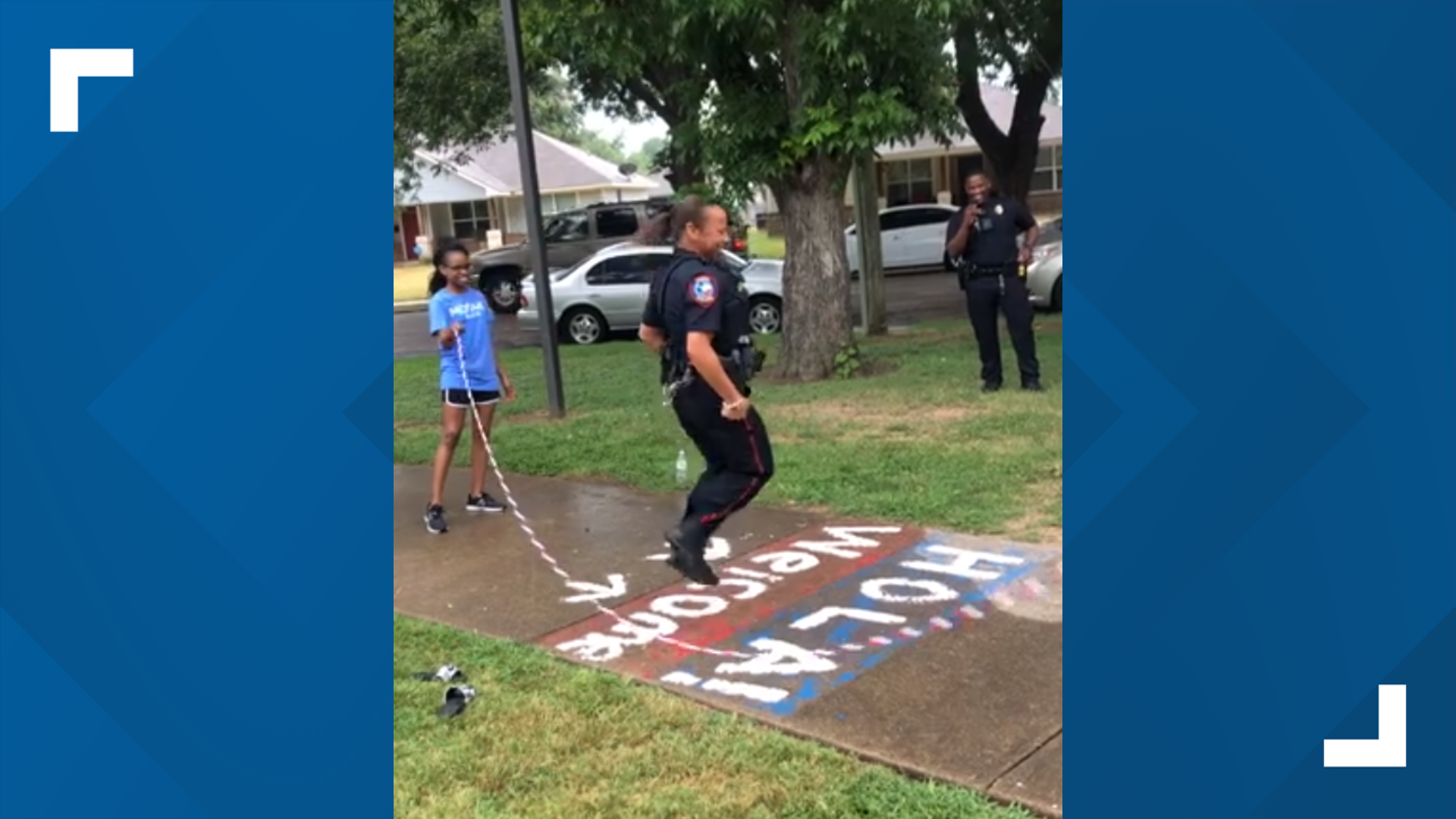 A Waco officer is being praised after a video of her jumping rope with a group of girls started making its rounds on social media.