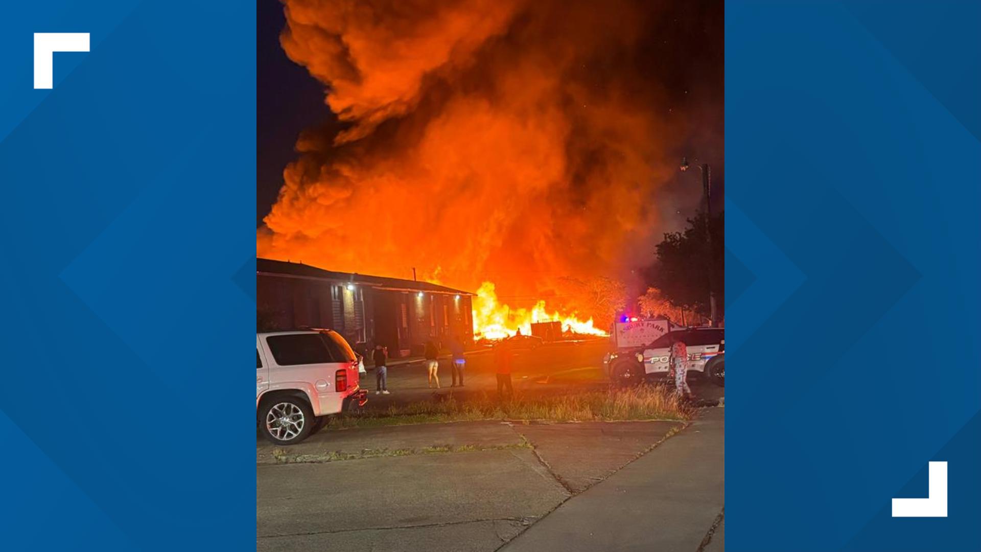 Temple Fire & Rescue is shutting down Industrial Boulevard at 3rd and 15th as crews battle the fire.