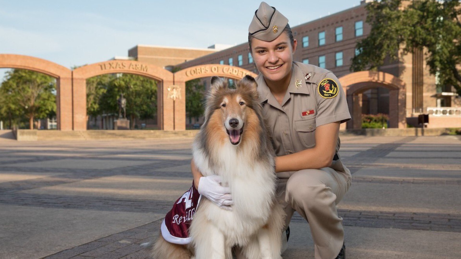 Although Reveille is known as the "First Lady of Aggieland," Mia Miller is the first woman in Texas A&M University's history to be her primary handler.