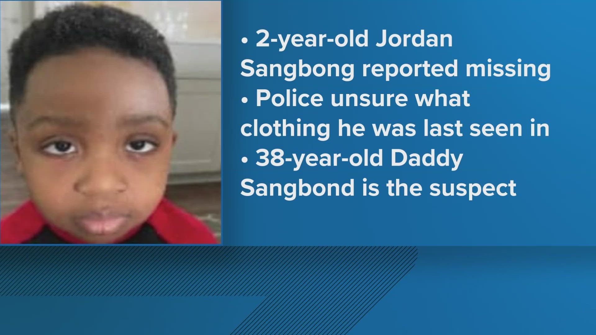 The alert said that Jordan Sangbong was last seen just after 10 p.m. on Wednesday.